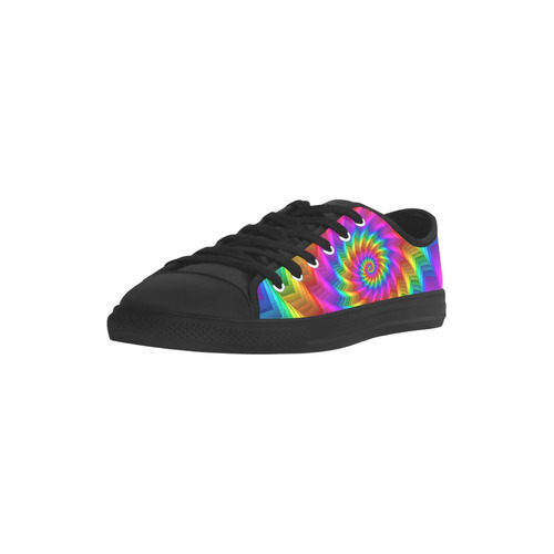 Psychedelic Rainbow Spiral Fractal Aquila Microfiber Leather Women's Shoes/Large Size (Model 031)