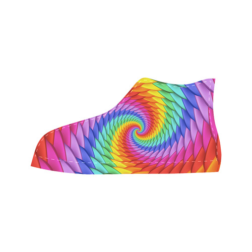 Psychedelic Rainbow Spiral Fractal Aquila High Top Microfiber Leather Women's Shoes/Large Size (Model 032)