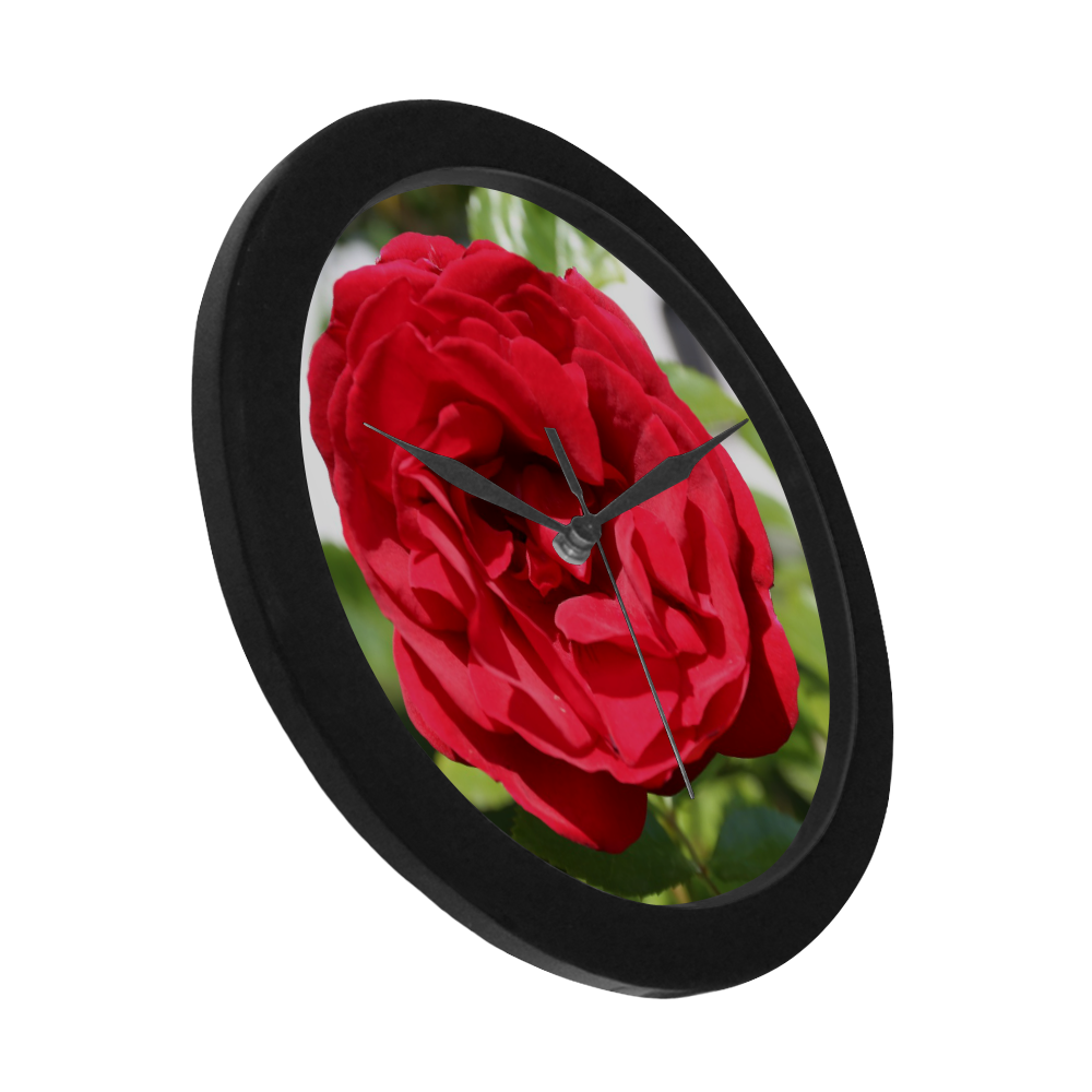 Red Rose Circular Plastic Wall clock