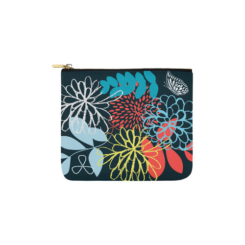 Colorful Abstract Flowers Butterfly Floral Carry-All Pouch 6''x5''