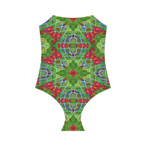 Red and Green Geometric Strap Swimsuit ( Model S05)