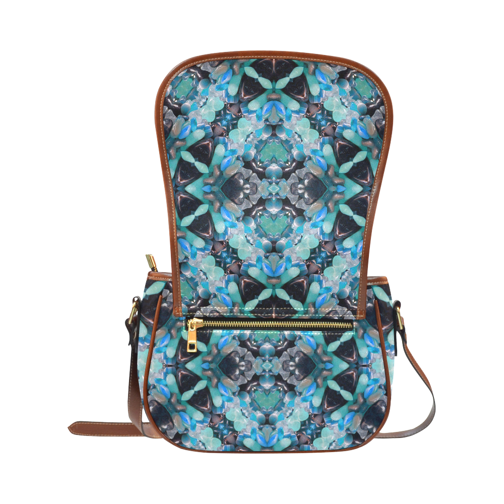 Turquoise Jewel Fractual Saddle Bag/Small (Model 1649) Full Customization