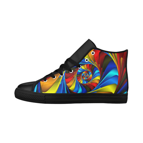 Psychedelic Rainbow Spiral Fractal Aquila High Top Microfiber Leather Men's Shoes (Model 032)