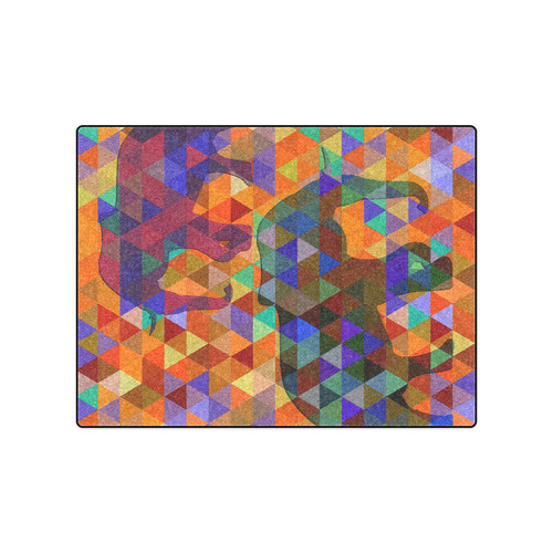 Modern Triangle Pattern Elephants Blanket 50"x60"