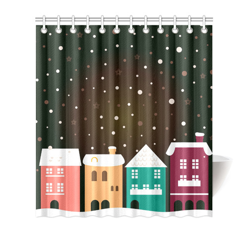 New designers pillow for Bathroom / Christmas town houses Chocolate Shower Curtain 66"x72"