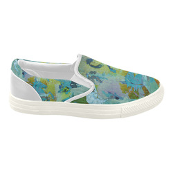 Rearing Horses grunge style painting Women's Slip-on Canvas Shoes (Model 019)