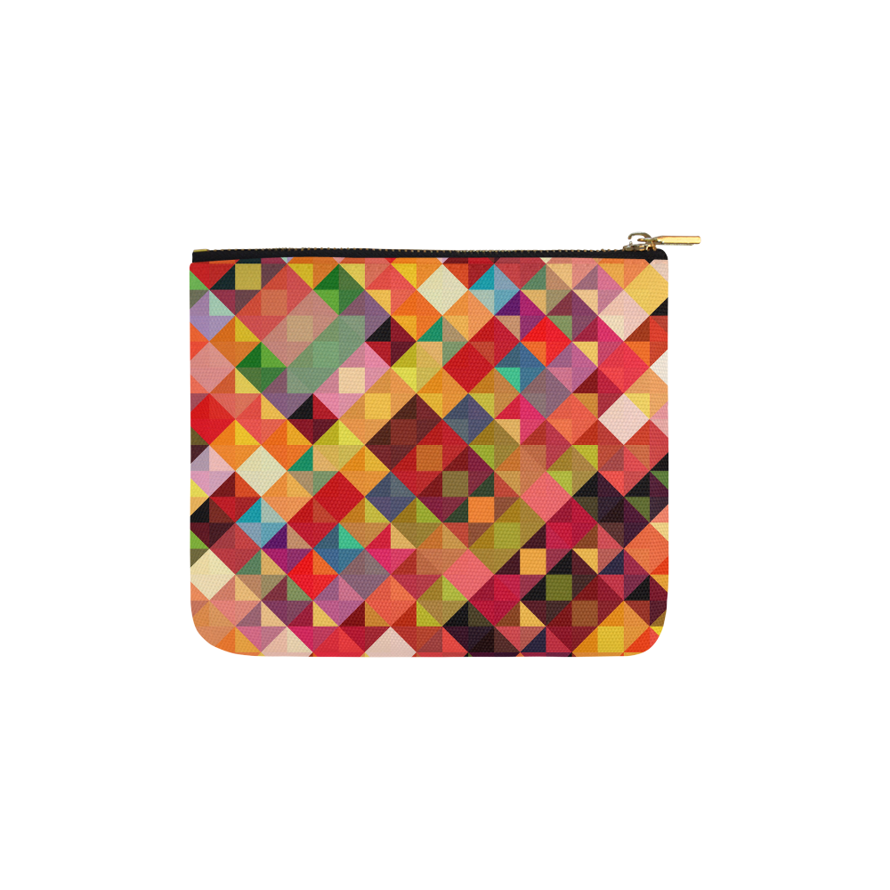 Colorful Red Orange Geometric Abstract Pattern Carry-All Pouch 6''x5''