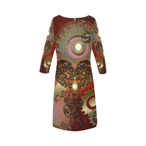 Steampunk, awesome glowing hearts Round Collar Dress (D22)