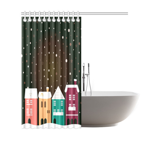 Christmas designers vintage Shower curtain Christmas 2016 snowing Art edition for Bathroom / Brown c Shower Curtain 69"x70"