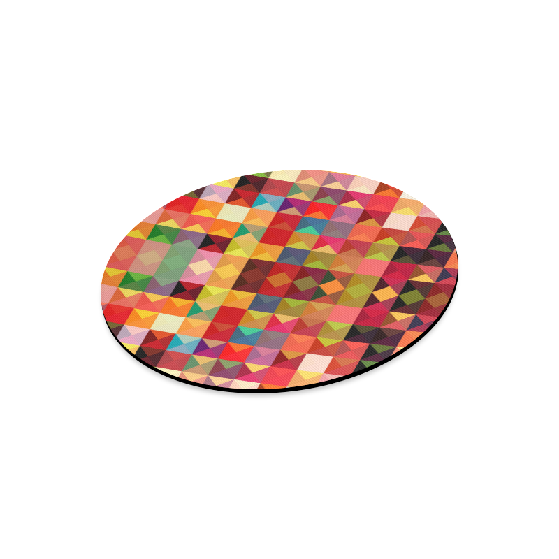 Colorful Red Orange Geometric Abstract Pattern Round Mousepad