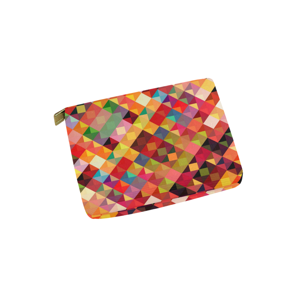 Colorful Red Orange Geometric Abstract Pattern Carry-All Pouch 6''x5''