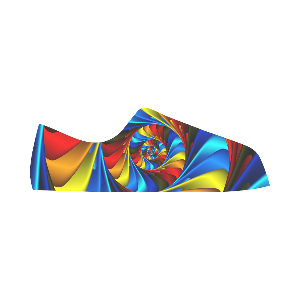 Psychedelic Rainbow Spiral Fractal Aquila Microfiber Leather Women's Shoes/Large Size (Model 031)