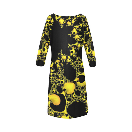 special fractal 04 yellow Round Collar Dress (D22)