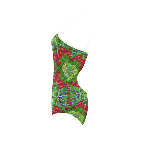 Red and Green Geometric Strap Swimsuit ( Model S05)