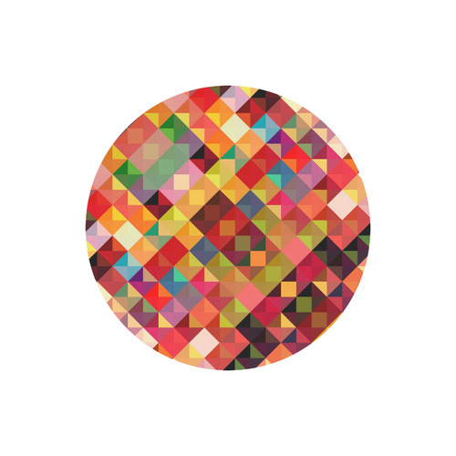 Colorful Red Orange Geometric Abstract Pattern Round Mousepad