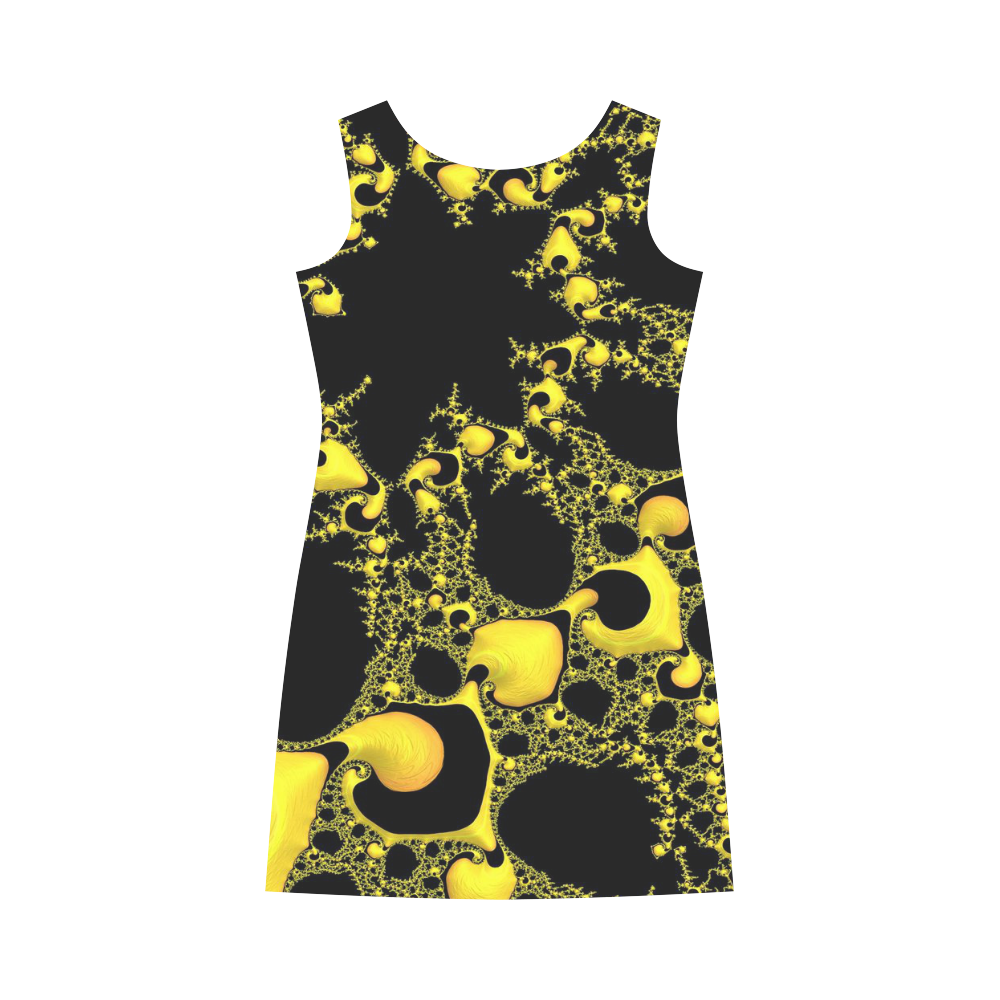 special fractal 04 yellow Round Collar Dress (D22)