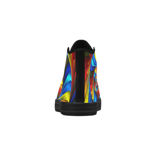 Psychedelic Rainbow Spiral Fractal Aquila High Top Microfiber Leather Men's Shoes (Model 032)