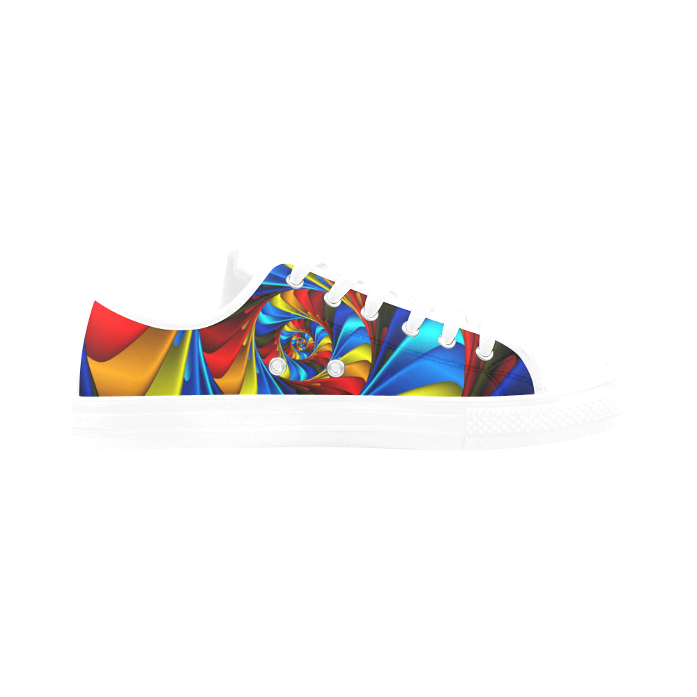 Psychedelic Rainbow Spiral Fractal Aquila Microfiber Leather Women's Shoes/Large Size (Model 031)