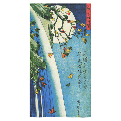 Hiroshige Moon Over Waterfall Vintage Japanese Bath Towel 30"x56"
