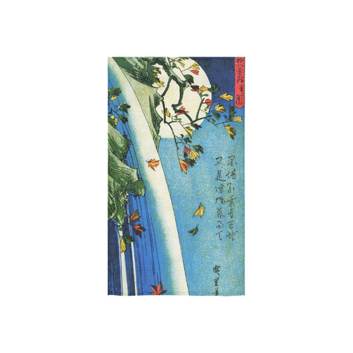 Hiroshige Moon Over Waterfall Vintage Japanese Custom Towel 16"x28"