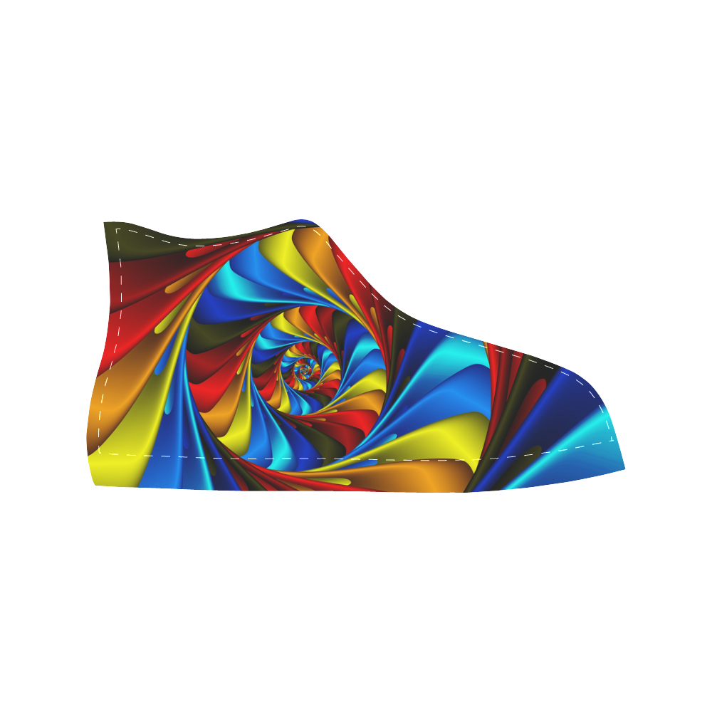 Psychedelic Rainbow Spiral Fractal Aquila High Top Microfiber Leather Men's Shoes (Model 032)