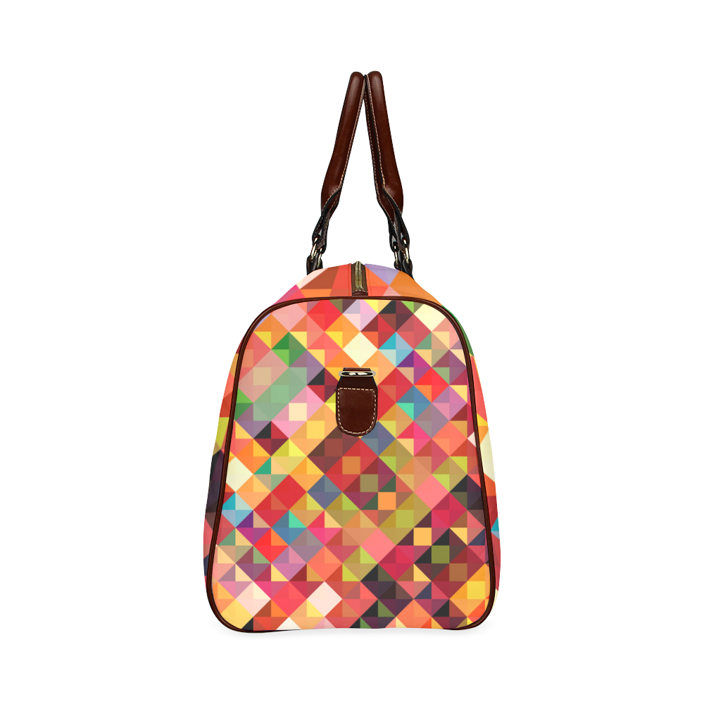 Colorful Red Orange Geometric Abstract Pattern Waterproof Travel Bag/Small (Model 1639)