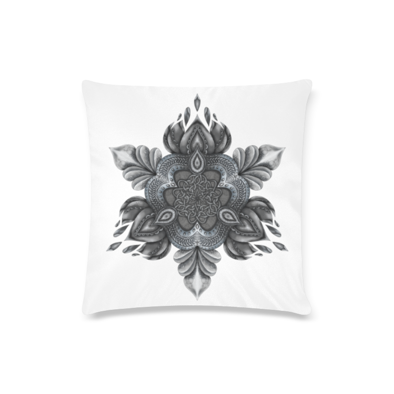 Silver Lotus White Custom Zippered Pillow Case 16"x16"(Twin Sides)