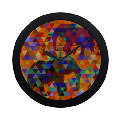 Modern Triangle Pattern Elephants Circular Plastic Wall clock