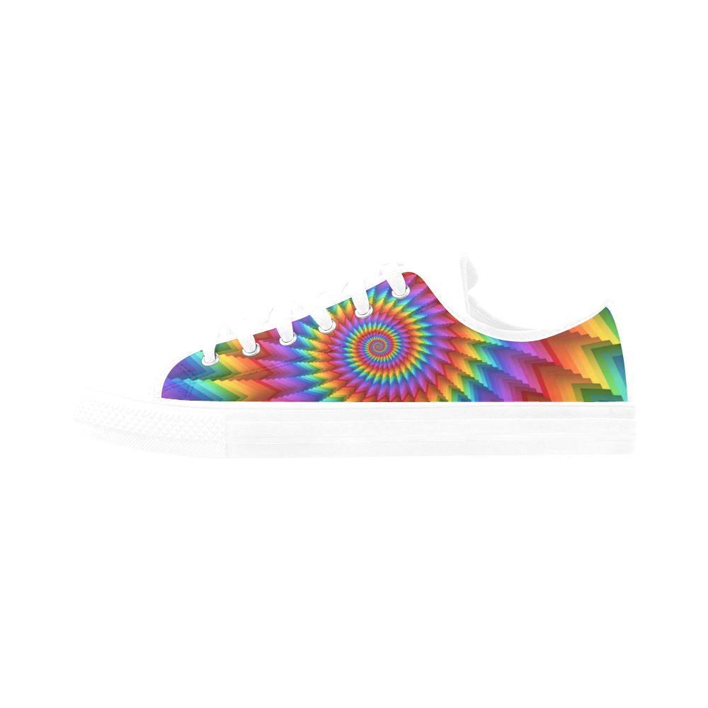 Psychedelic Rainbow Spiral Fractal Aquila Microfiber Leather Women's Shoes/Large Size (Model 031)