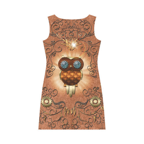 Steampunk, cute owl Round Collar Dress (D22)