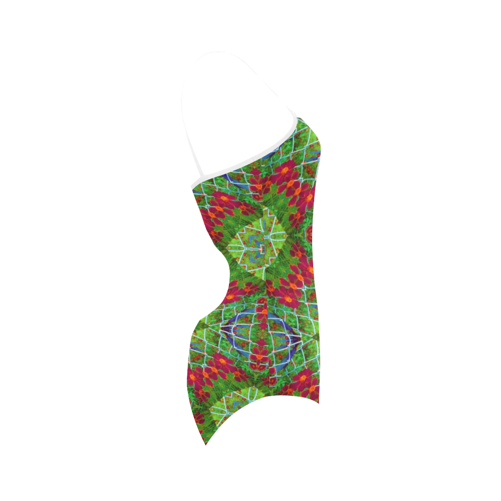 Red and Green Geometric Strap Swimsuit ( Model S05)