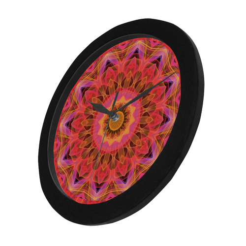 Abstract Peach Violet Mandala Ribbon Candy Lace Circular Plastic Wall clock