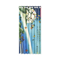 Hiroshige Moon Over Waterfall Vintage Japanese New Window Curtain 50" x 108"(One Piece)