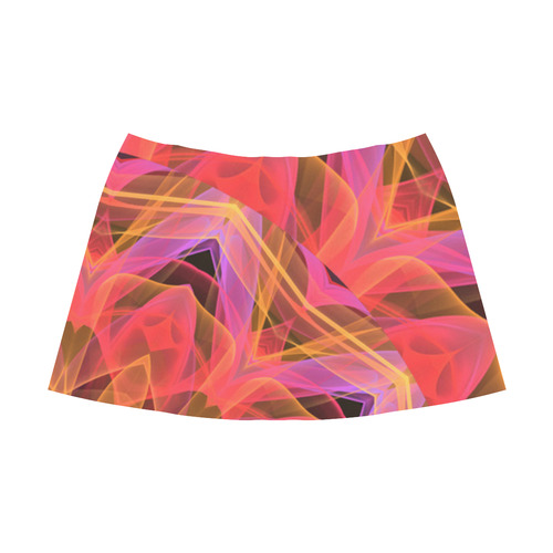 Abstract Peach Violet Mandala Ribbon Candy Lace Mnemosyne Women's Crepe Skirt (Model D16)