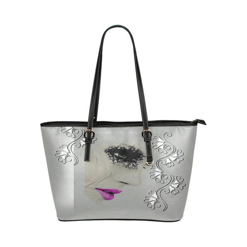 Lashes Leather Tote Bag/Large (Model 1651)