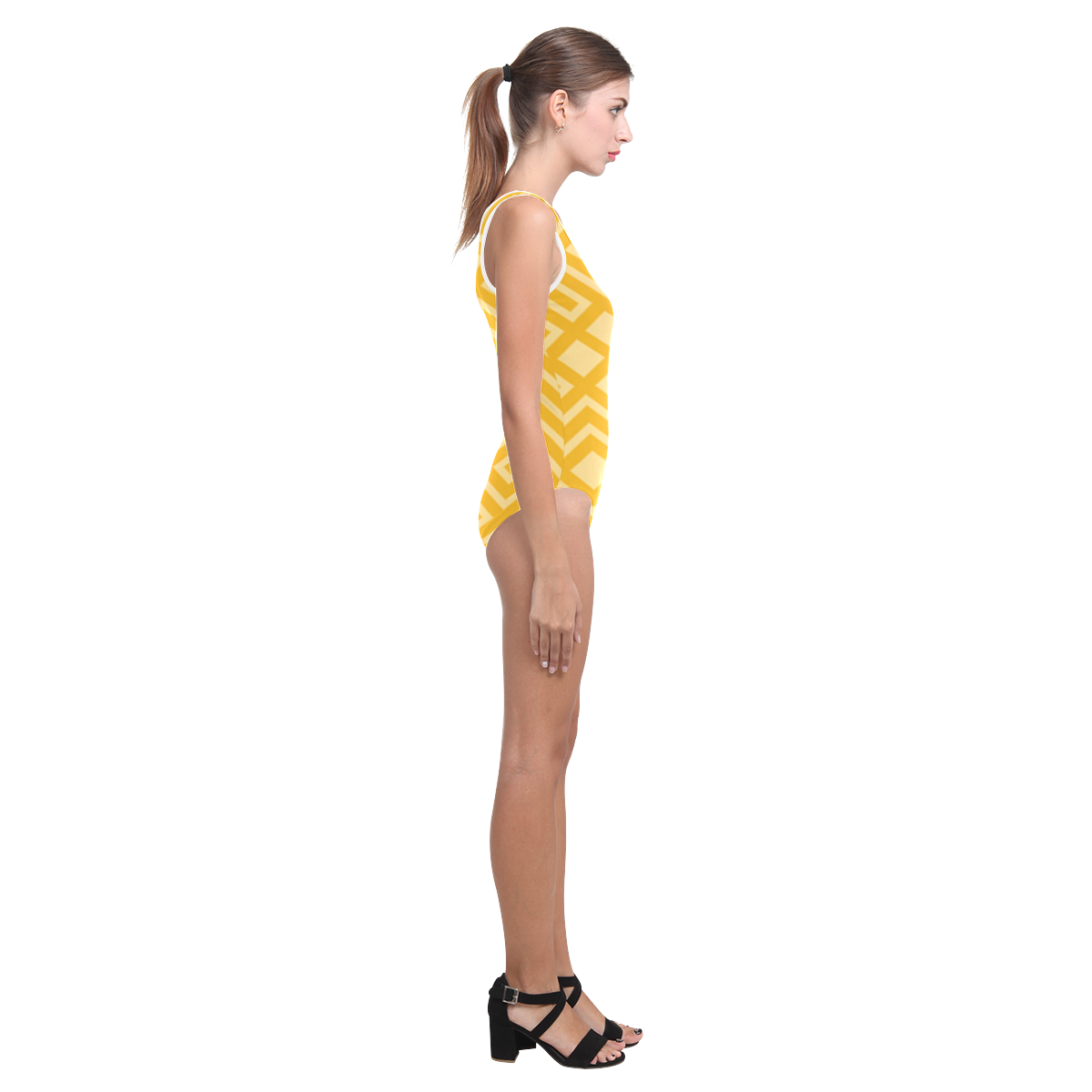 Yellow Mosaics Vest One Piece Swimsuit (Model S04)