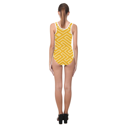 Yellow Mosaics Vest One Piece Swimsuit (Model S04)