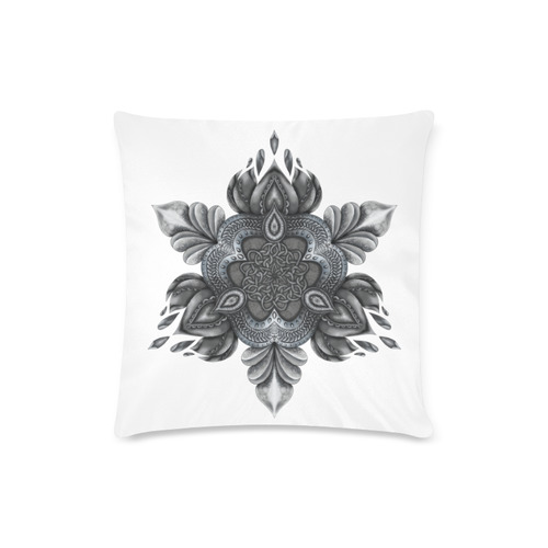 Silver Lotus White Custom Zippered Pillow Case 16"x16"(Twin Sides)