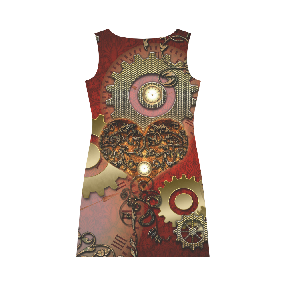 Steampunk, awesome glowing hearts Round Collar Dress (D22)