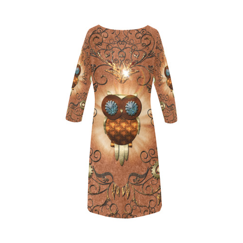 Steampunk, cute owl Round Collar Dress (D22)