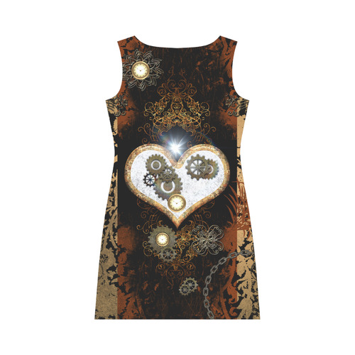 Steampunk, wonderful heart, clocks and gears Round Collar Dress (D22)