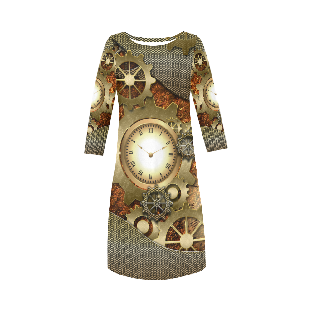 Steampunk in gold Round Collar Dress (D22)