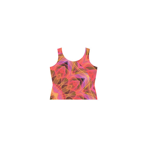 Abstract Peach Violet Mandala Ribbon Candy Lace Sleeveless Splicing Shift Dress(Model D17)