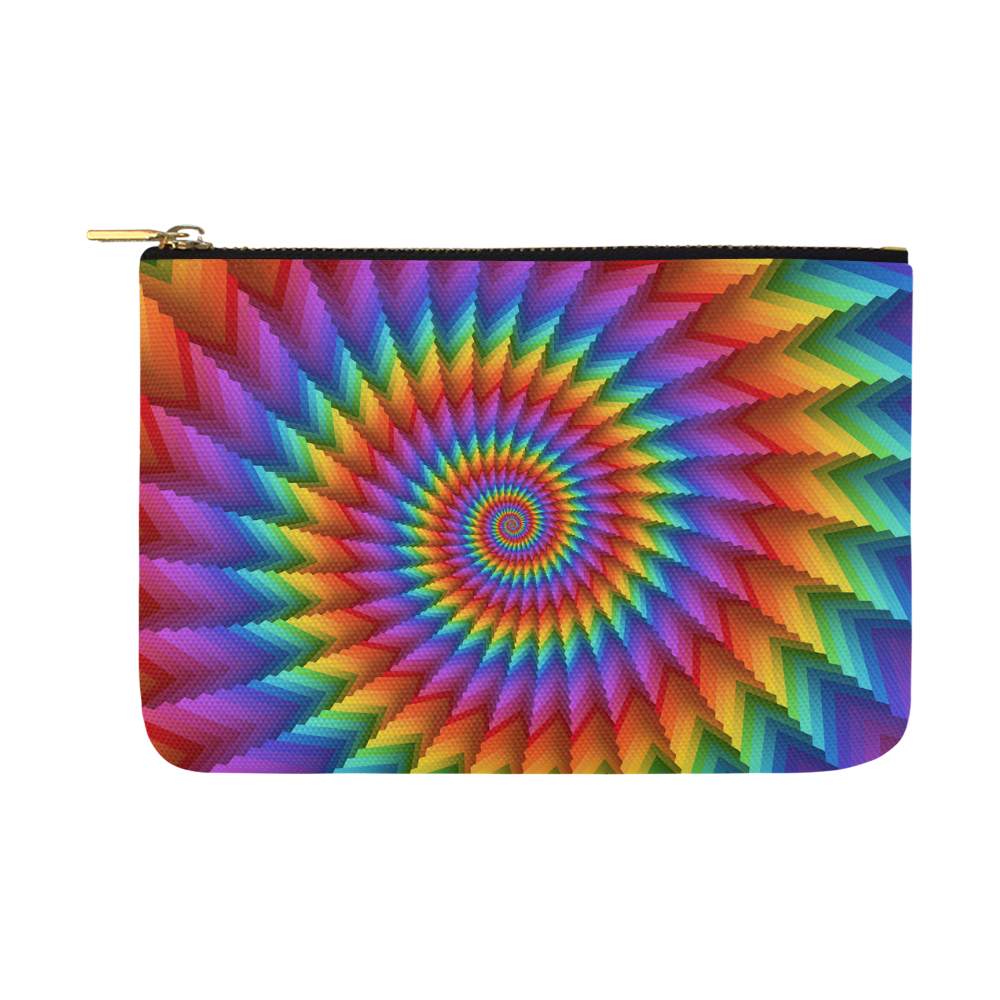 Psychedelic Rainbow Spiral Fractal Carry-All Pouch 12.5''x8.5''