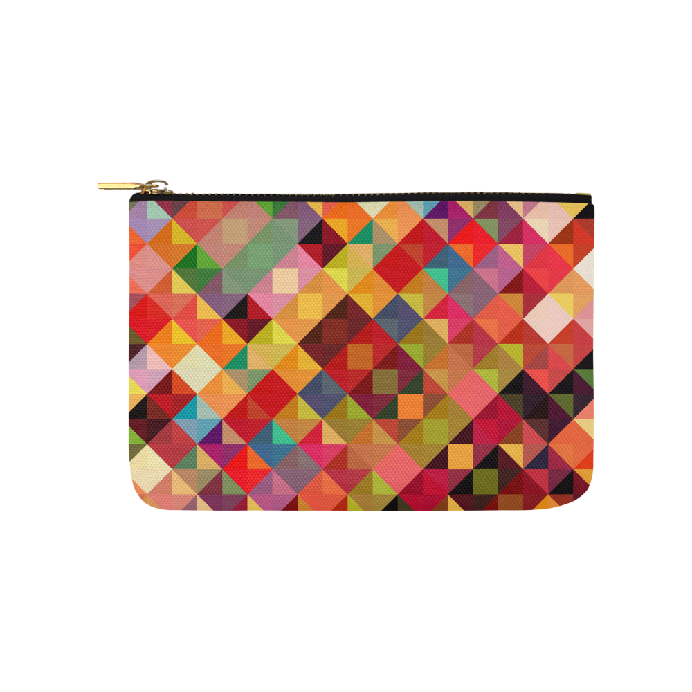 Colorful Red Orange Geometric Abstract Pattern Carry-All Pouch 9.5''x6''
