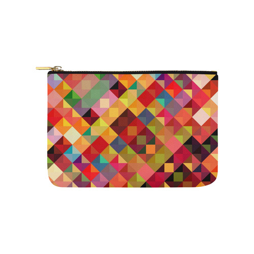 Colorful Red Orange Geometric Abstract Pattern Carry-All Pouch 9.5''x6''