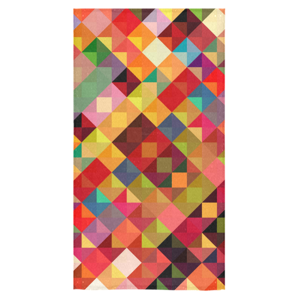 Colorful Red Orange Geometric Abstract Pattern Bath Towel 30"x56"
