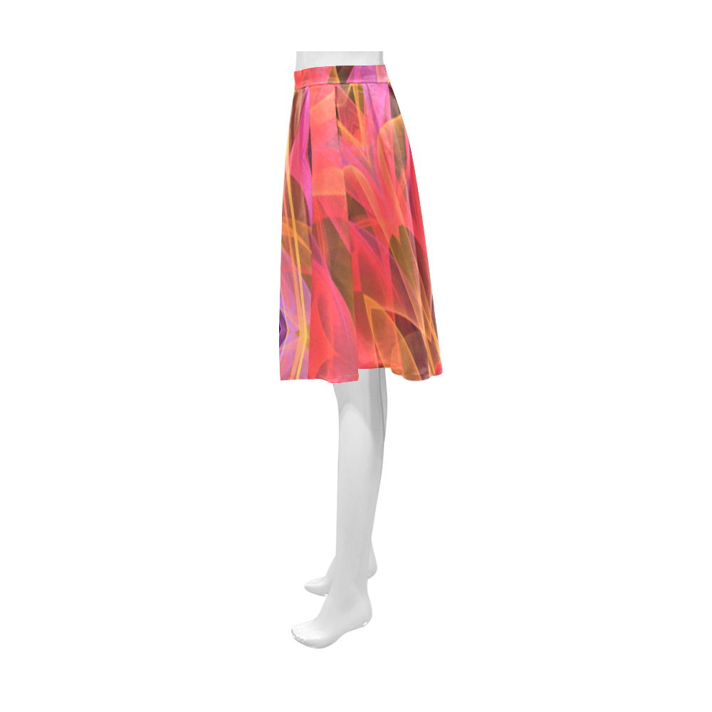 Abstract Peach Violet Mandala Ribbon Candy Lace Athena Women's Short Skirt (Model D15)