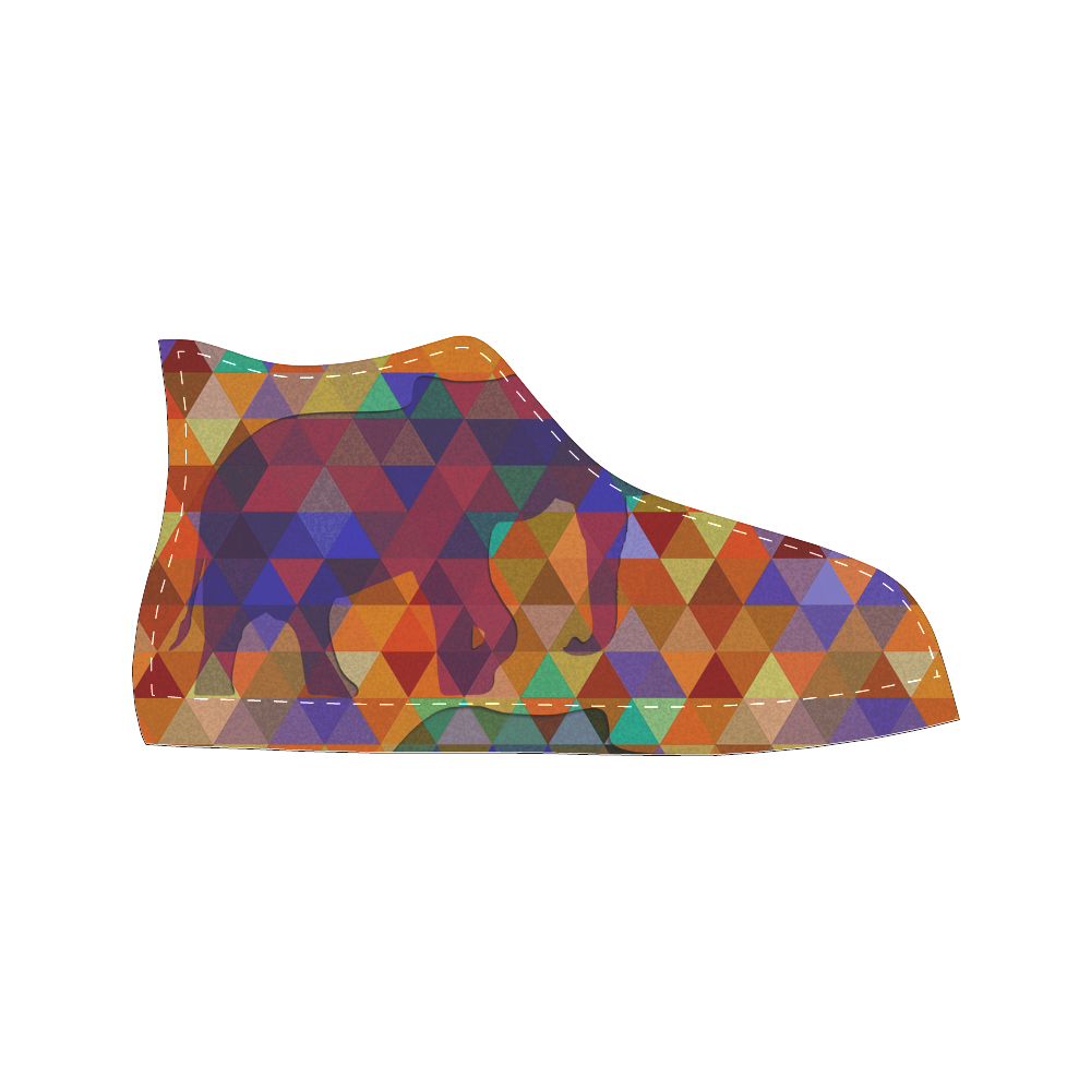 Modern Triangle Pattern Elephants Women's Classic High Top Canvas Shoes (Model 017)