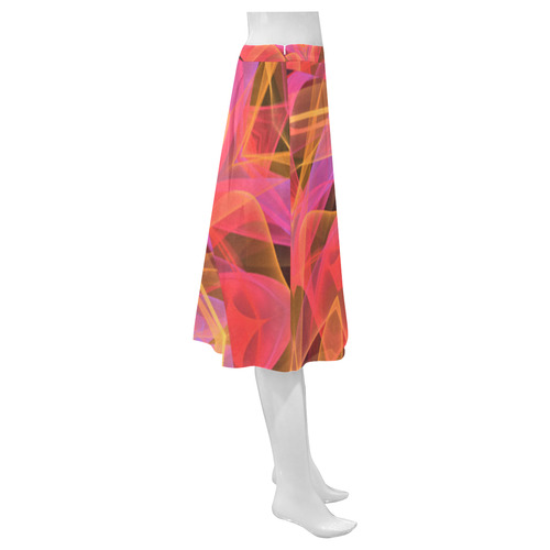 Abstract Peach Violet Mandala Ribbon Candy Lace Mnemosyne Women's Crepe Skirt (Model D16)